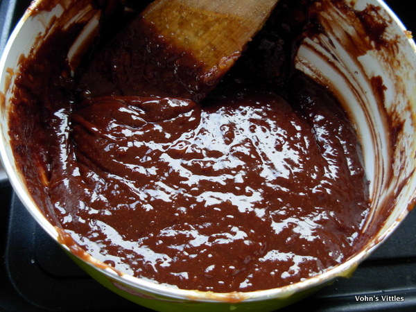 Chocolate lime curd cooked