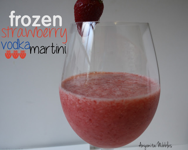 Frozen strawberry vodka martini