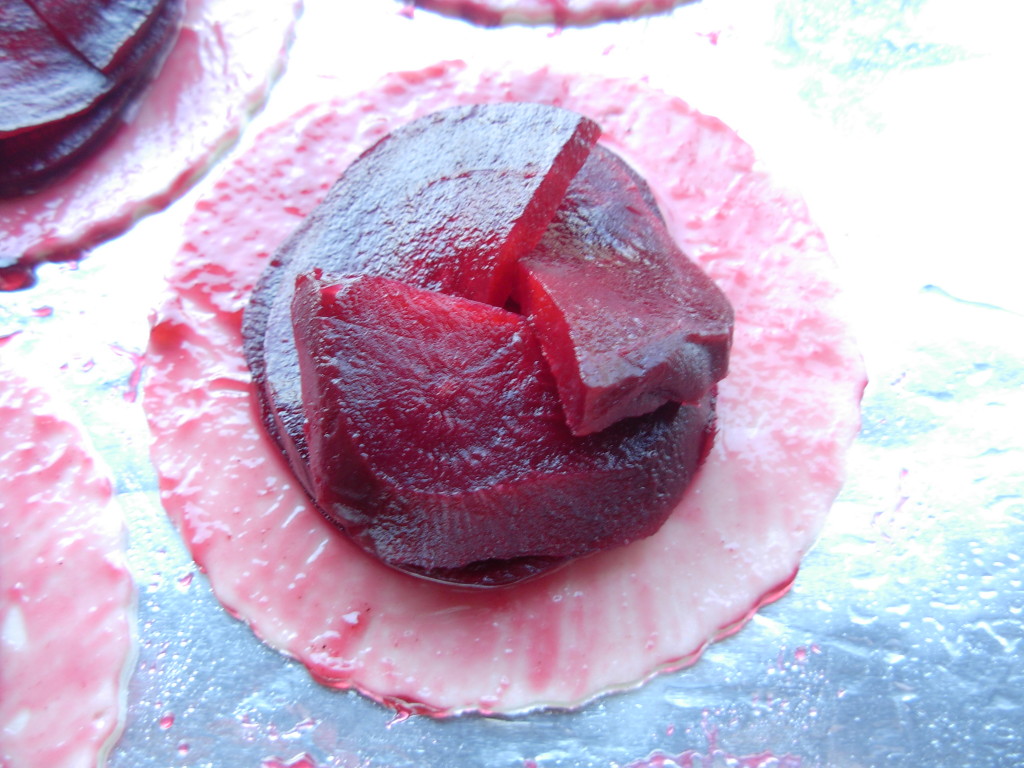 arrange beetroot halves