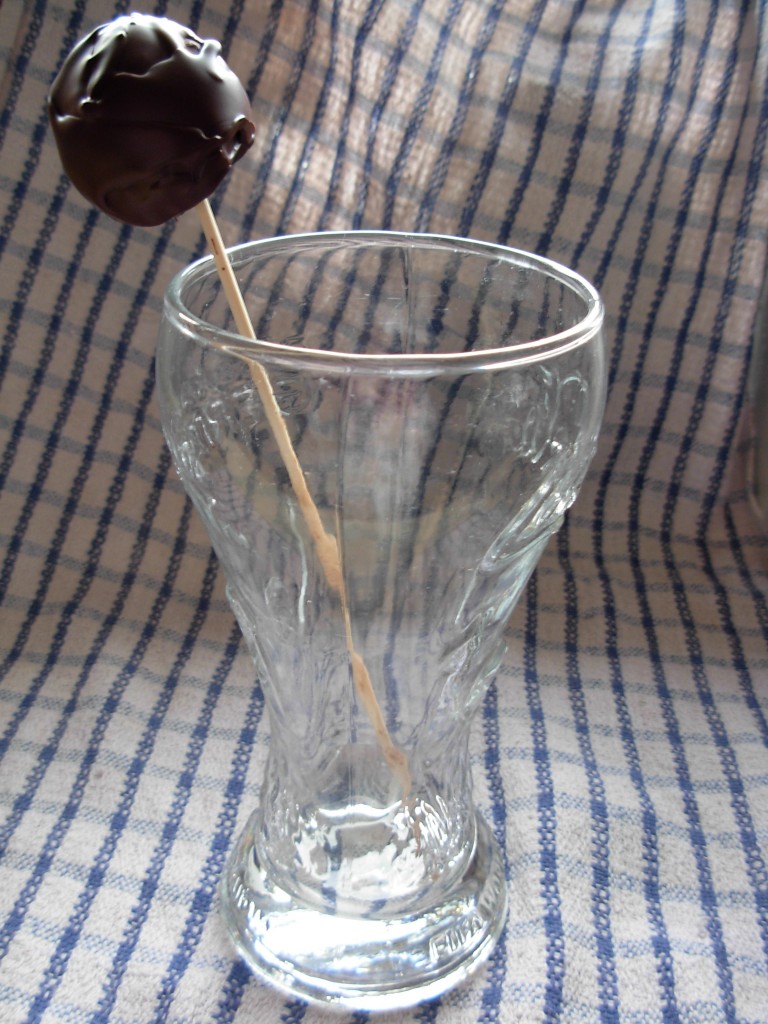 chcolate skewers in glass