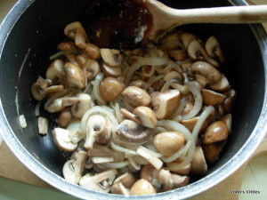 Mushroom stroganoff - fry mushrooms and onions