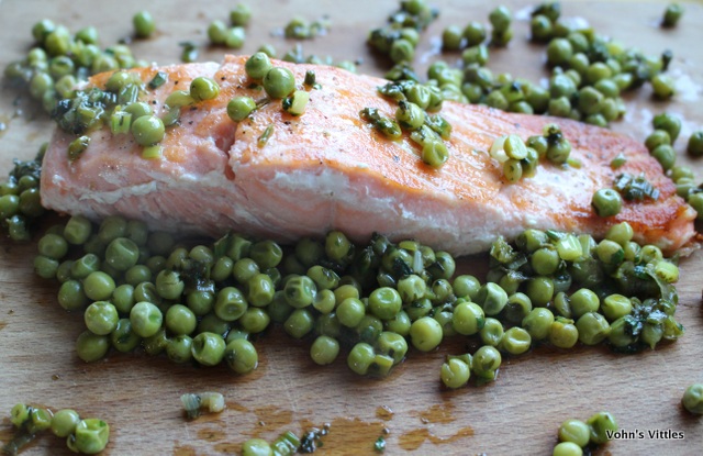 Pan-fried Scottish Salmon with Lemon and Coriander Peas