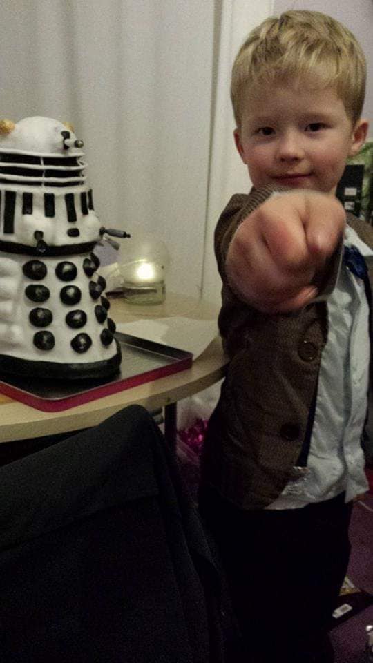 Birthday boy and his Dalek Cake